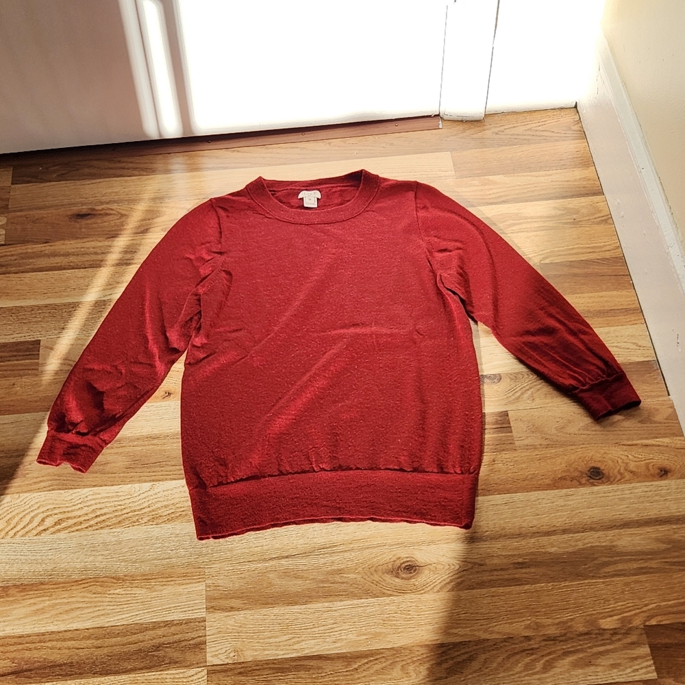 J. Crew 100% Cashmere Red Burgundy Crewneck Sweater M